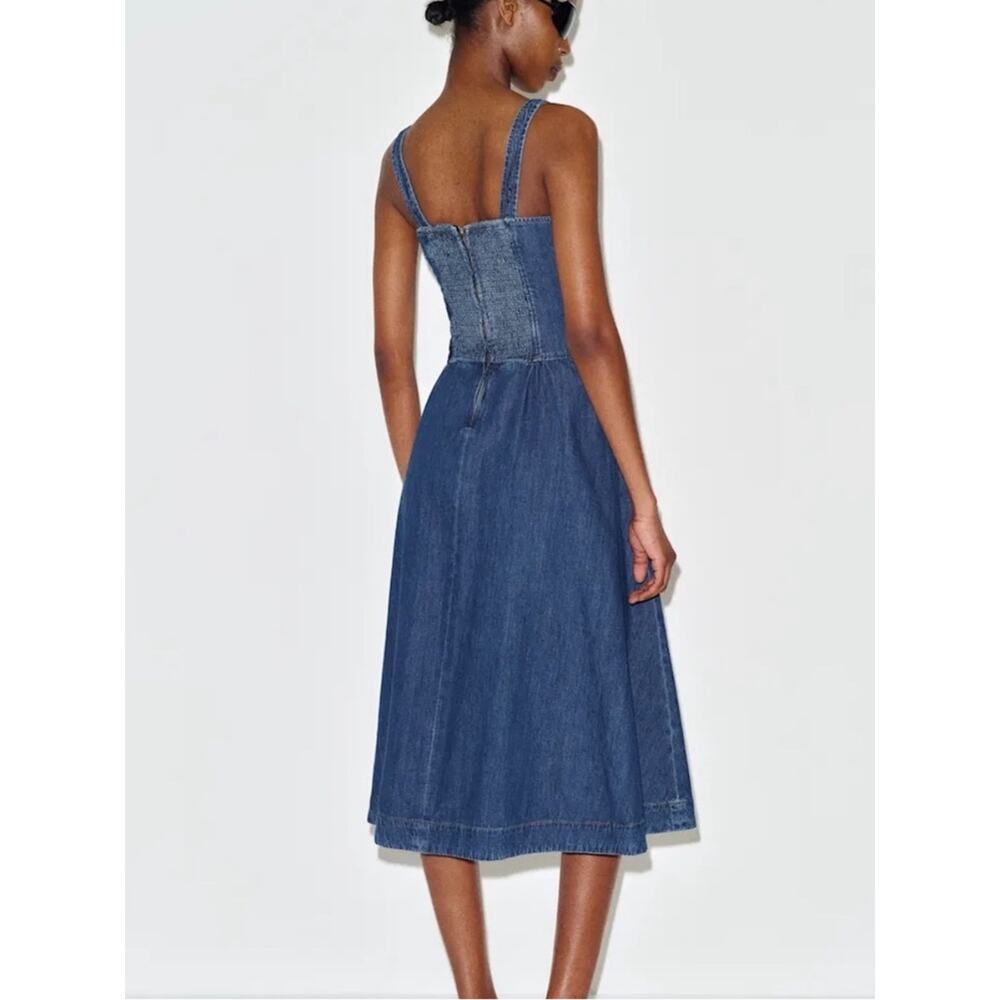 Reformation Janu Denim Midi Dress 10 - Picture 6 of 8